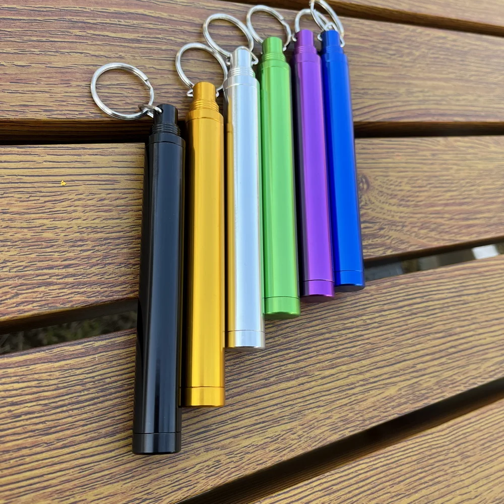 1Pc Aluminum Alloy Storage Tube Metal Storage Aluminum Tube, Cigar Tube, Moisture-proof Anti-fall Sealed Tube with Key chain