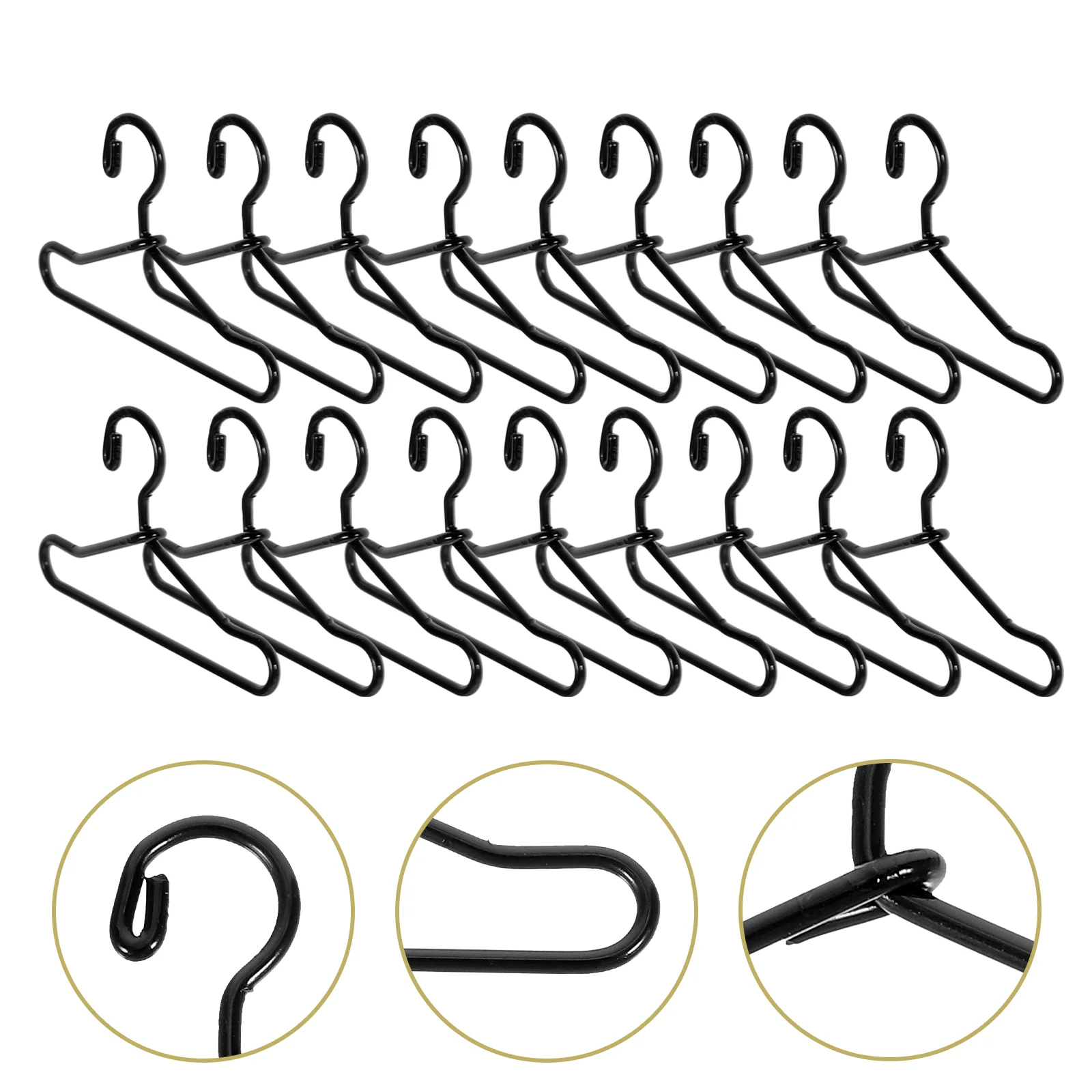 20 Pcs 40mm Metal Color Mini Baby Rag Small Clothes Hanger Hangers Simulated Lifelike Tiny Miniature for House