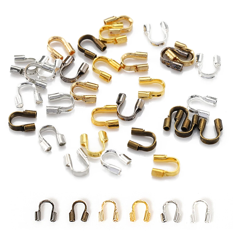200pcs Metal U Shape Wire Protector Connector 4.5x4mm Guard Guardian Clasps Connectors for Jewelry Making Craft Components