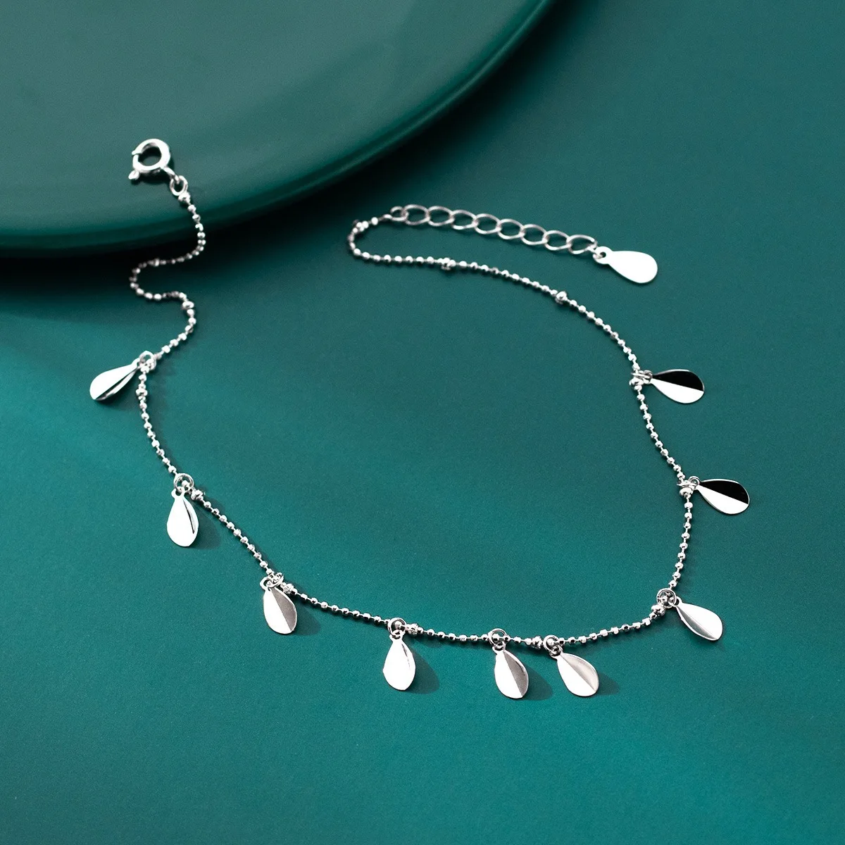 

Real 925 Silver Leaves Anklet Bracelet On The Leg Foot Bracelet Women Jewelry Ladies High-Quality Leg Chain Anklets For Girl