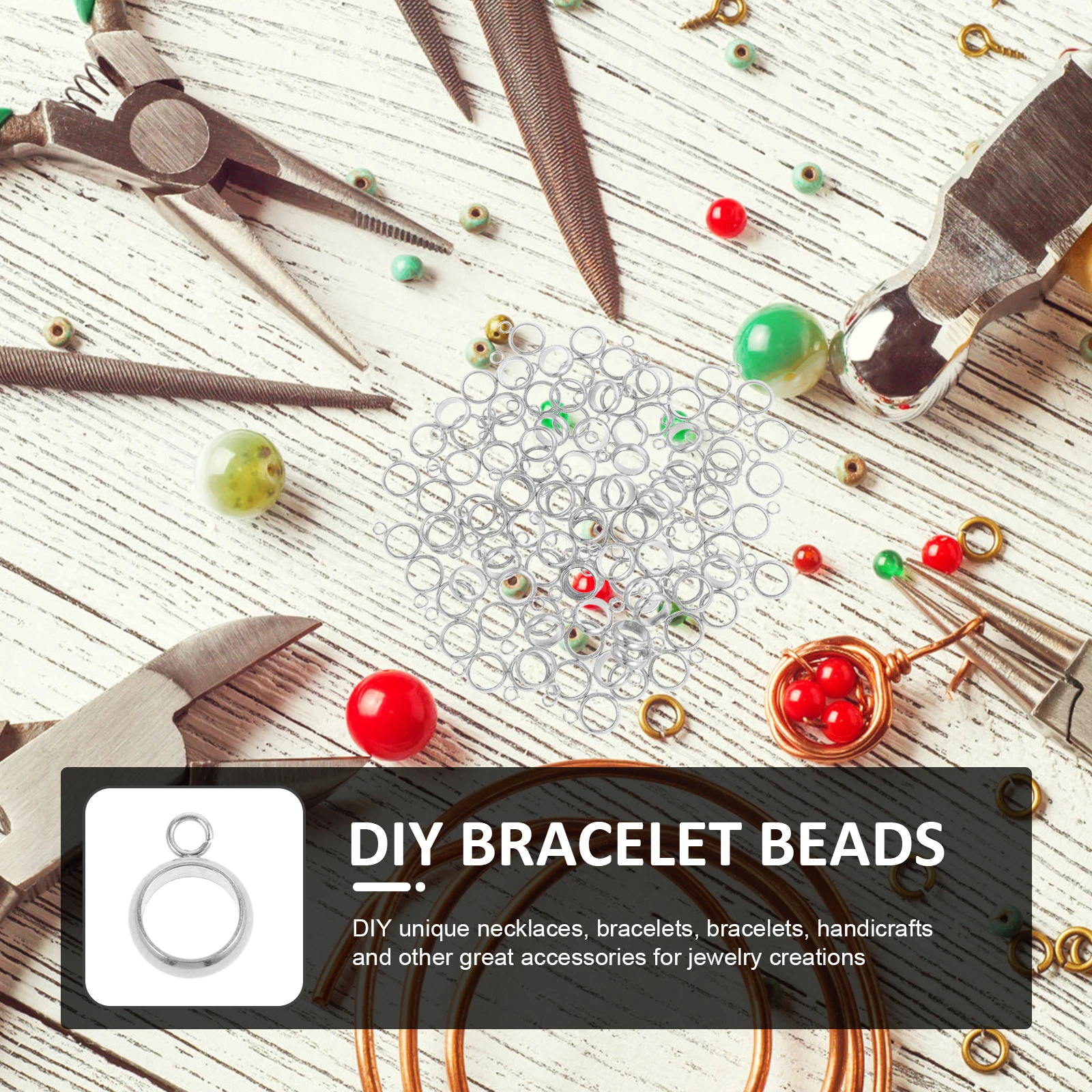 

100pcs Stainless Steel Bail Beads Spacer Hanger Connector For Diy Jewelry Making Craft Necklace Bracelet Findings Metal Charm