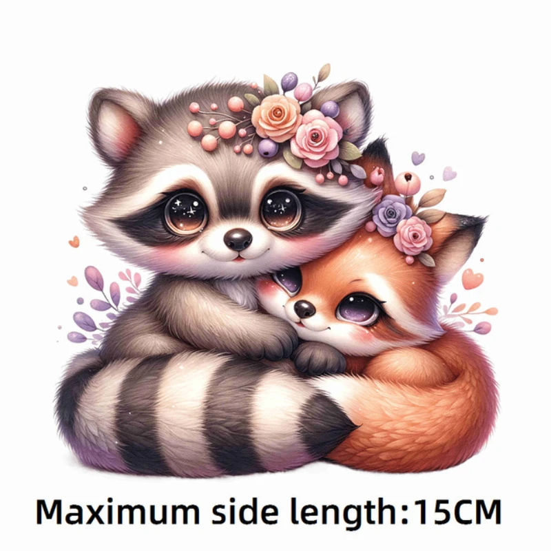 15cm Kids Cute Flower Animal Heat Transfer Patch for Clothing DIY Children's Printing, Used for Clothing Ironing Applications