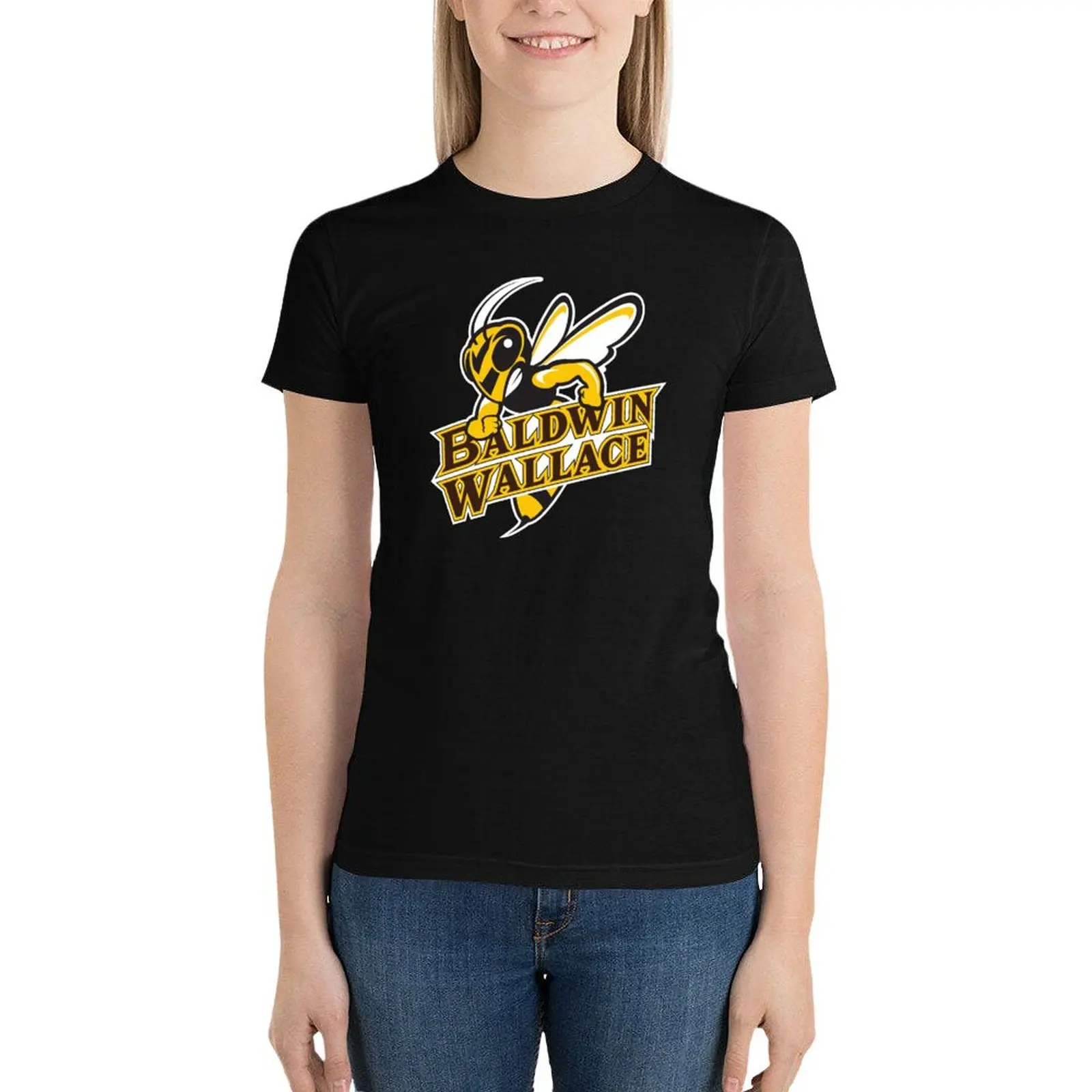 Baldwin Wallace Yellow Jackets club T-Shirt summer tops oversized kawaii clothes cute clothes black t shirts for Women