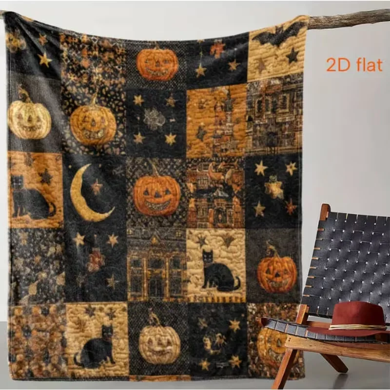 Flannel Throw Blanket from The Halloween Plaid Series, Featuring a 2D Print. It'S Warm, Cozy And Soft Bed, Couch, Car And Travel