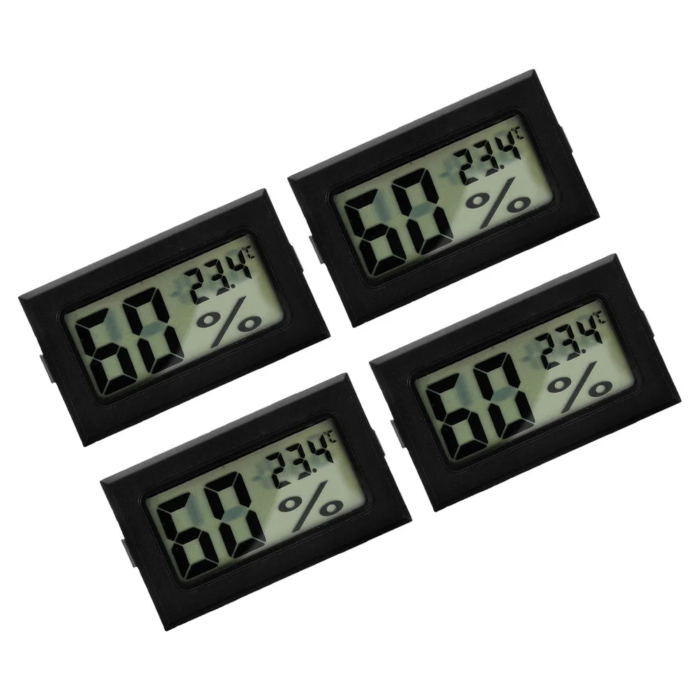 4 Pcs Hygrometer Reptile Thermostat Hydrometers Digital Lcd Temperature Humidity Indoor Outdoor Thermometer Room Small