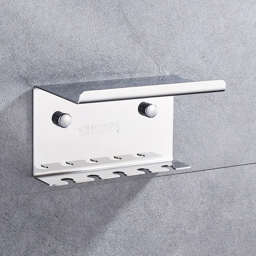 304 حامل فرشاة الأسنان من الفولاذ المقاوم للصدأ منظم الحمام المثبت على الحائط 5 أوضاع تصميم مدمج متعدد الوظائف خالٍ من اللكمات #4