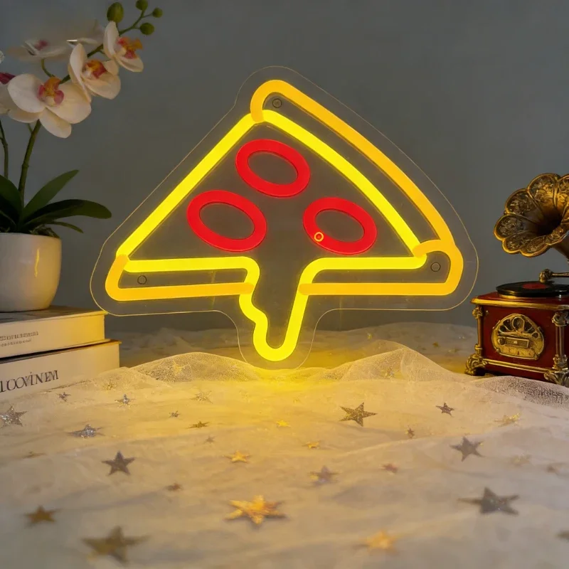

Pizza Neon Sign LED Night Light USB Food Theme Aesthetic Desk Lamp for Bedroom Dining Room Restaurant Bar Cafe Home Decor Gift
