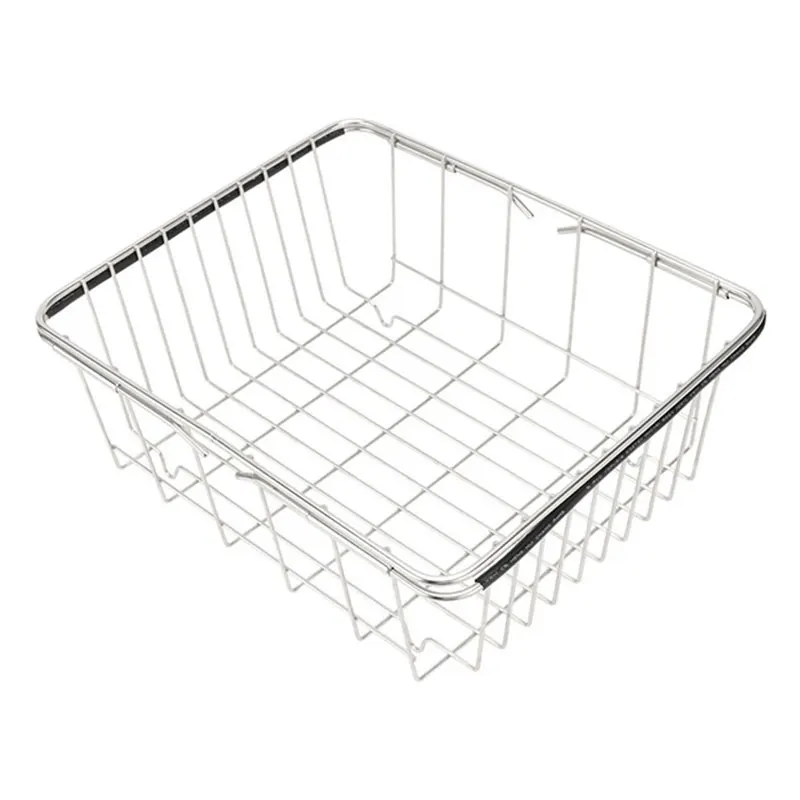 Adjustable Over Sink Dish Drying Rack Stainless Steel Kitchen Storage Basket Drain Holder Fruit Rustproof Bowl Dish Glass Rack