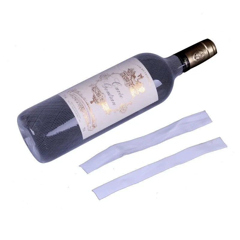 50pcs PE Wine Bottle Bag Drink Water Liquor Bottle Sleeve Prevent Friction Protection Net Cover label Packaging Bar Accessories