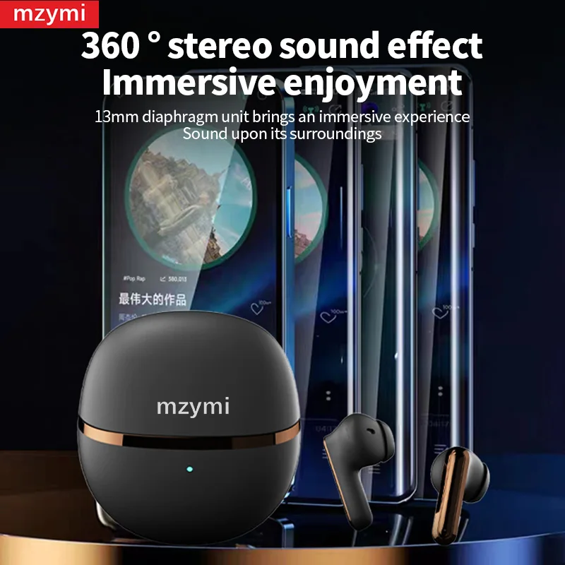 mzymi A34 Wireless Earbuds InEar Bluetooth5.3+EDR HiFi Sound Stereo Earphones Noise Reduction With Mic For XIAOMI