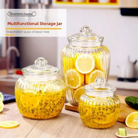 Large Size Glass Bottle Pile Jar Sed Container with Lid for Home Use Fermentation Preserving Wine ing Storage Cro