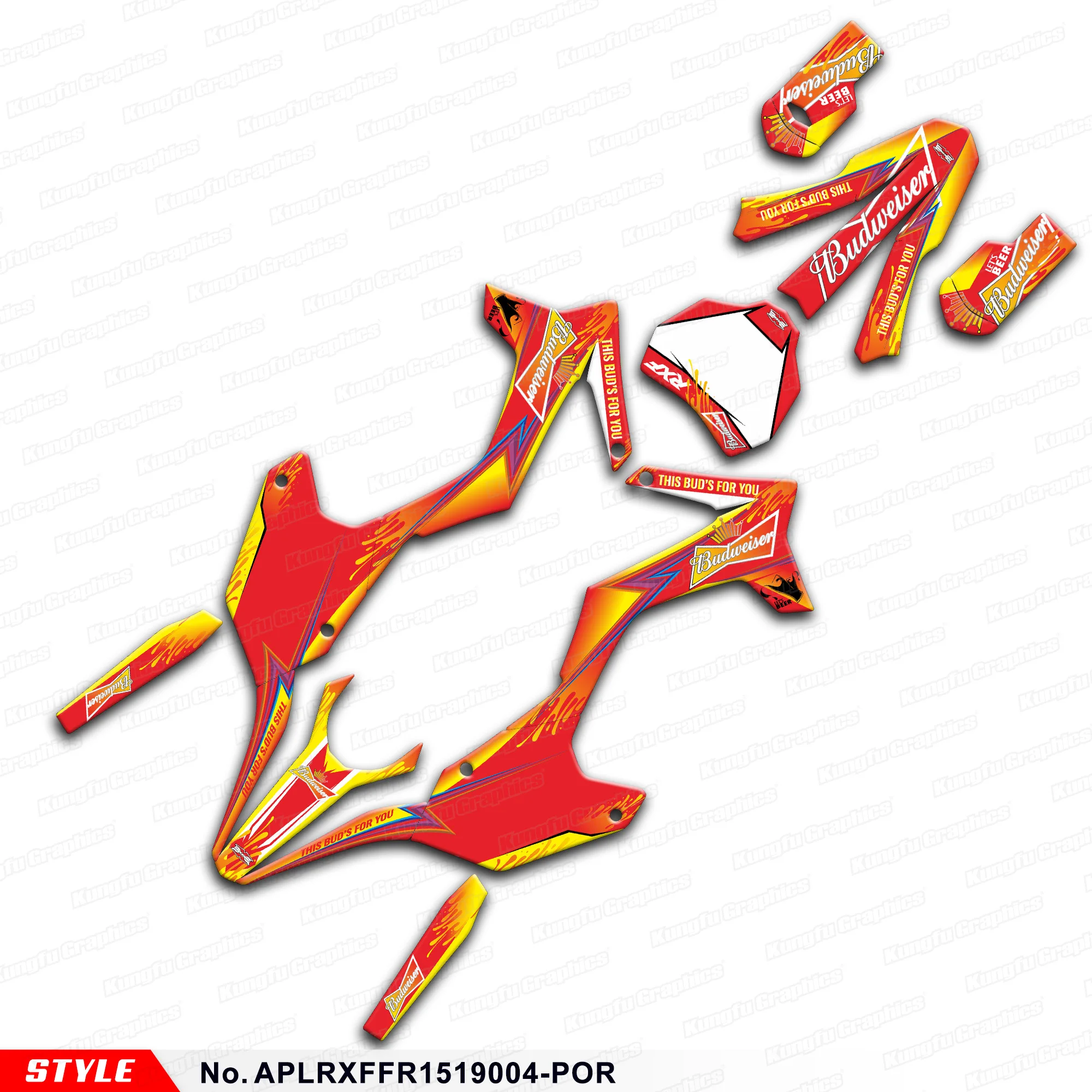 

JY RACING Motorcycle Orange Graphics Racing Sticker for Apollo RXF Freeride 150 190, MX Decals, APLRXFFR1519004-POR