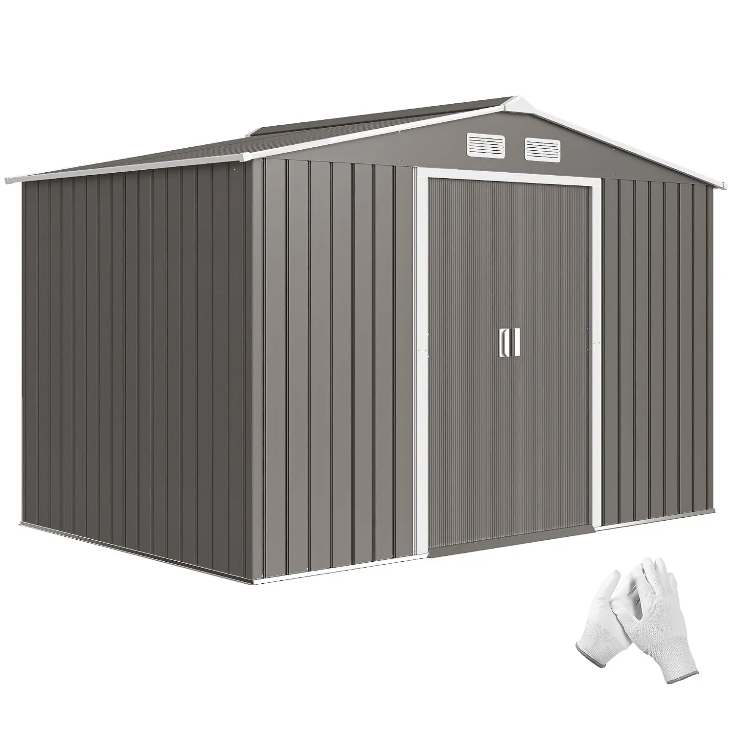 9x6 FT Metal Garden Storage Shed with Foundation Kit, Customized
