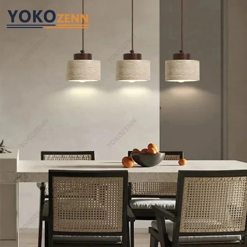Lámpara Colgante de Diseño Japonés Moderno Wabi-Sabi para Dormitorio, Lámparas de Techo de Piedra Natural para Isla de Cocina, Decoración del Hogar