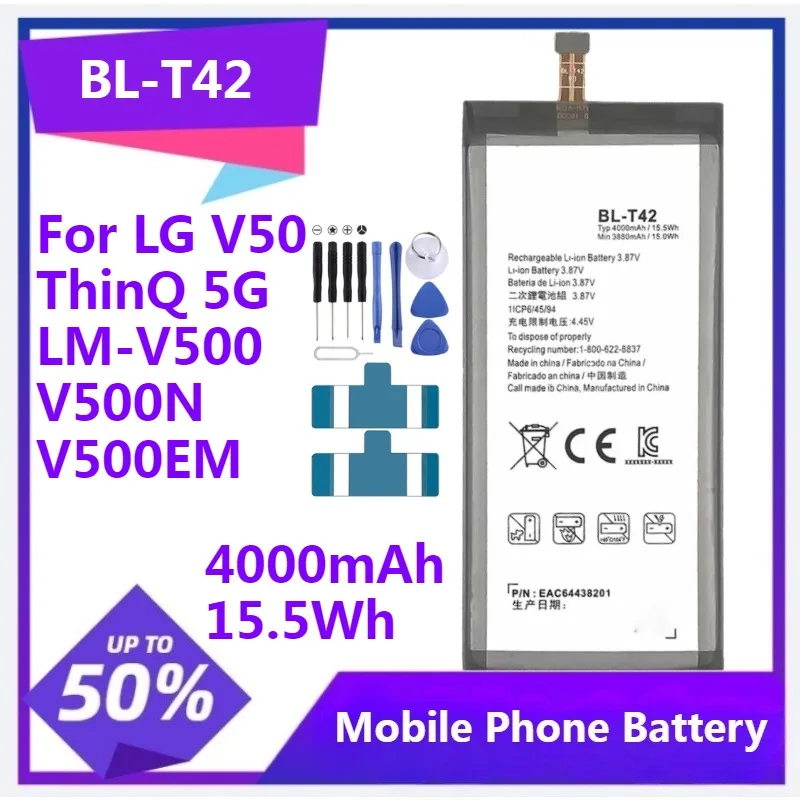 

BL-T42 Battery for LG V50 ThinQ 5G LM-V500 V500N V500EM V500xm V450 V50S ThinQ 5G G8X + Repair Tooks Kit 4000mAh 15.5Wh Battery