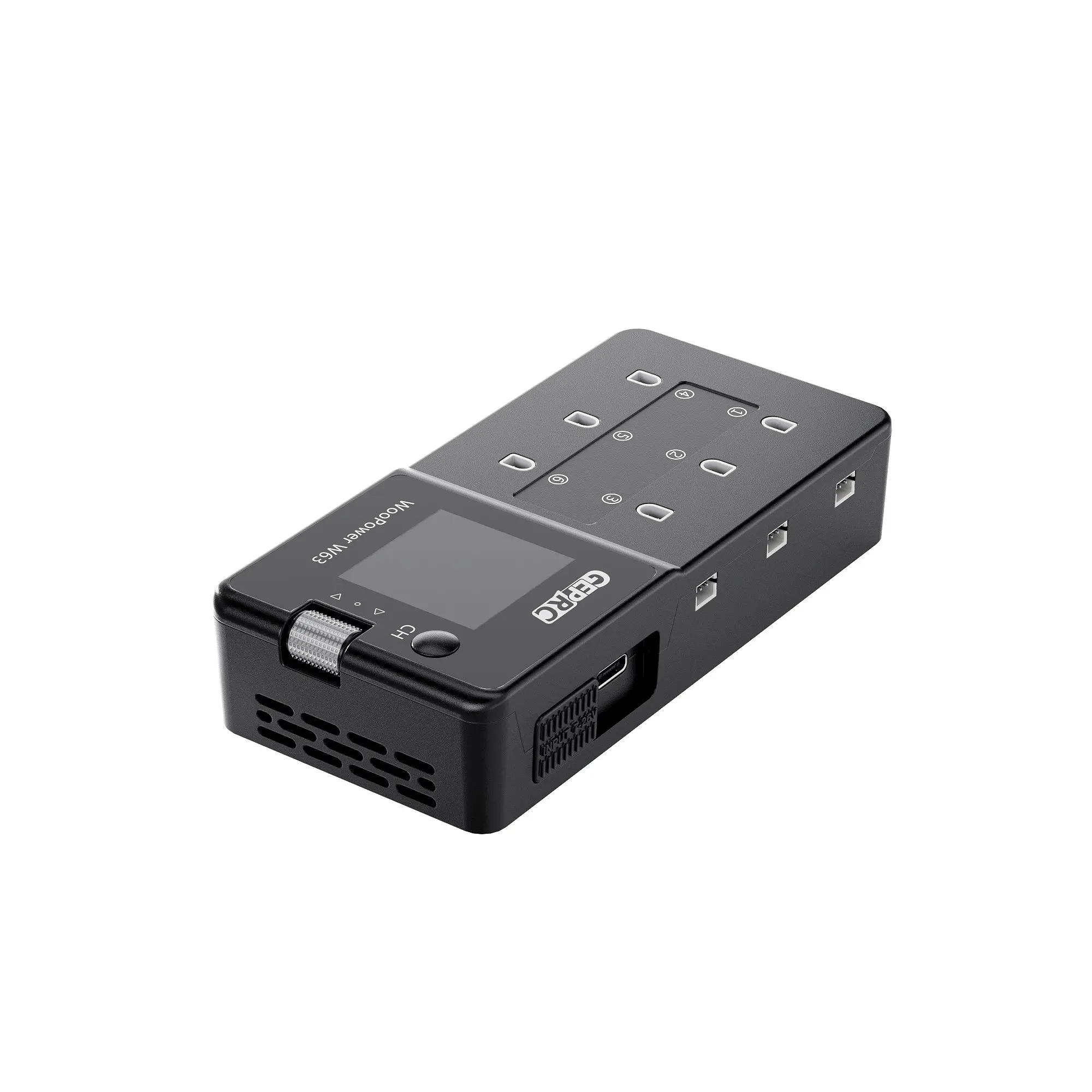 GEPRC WooPower W63 1S LiPo Charger, 6 Isolated Ports, 1.54‑Inch IPS Screen, Cooling Fan, Multi‑Safety Protection for RC 1S LiPo