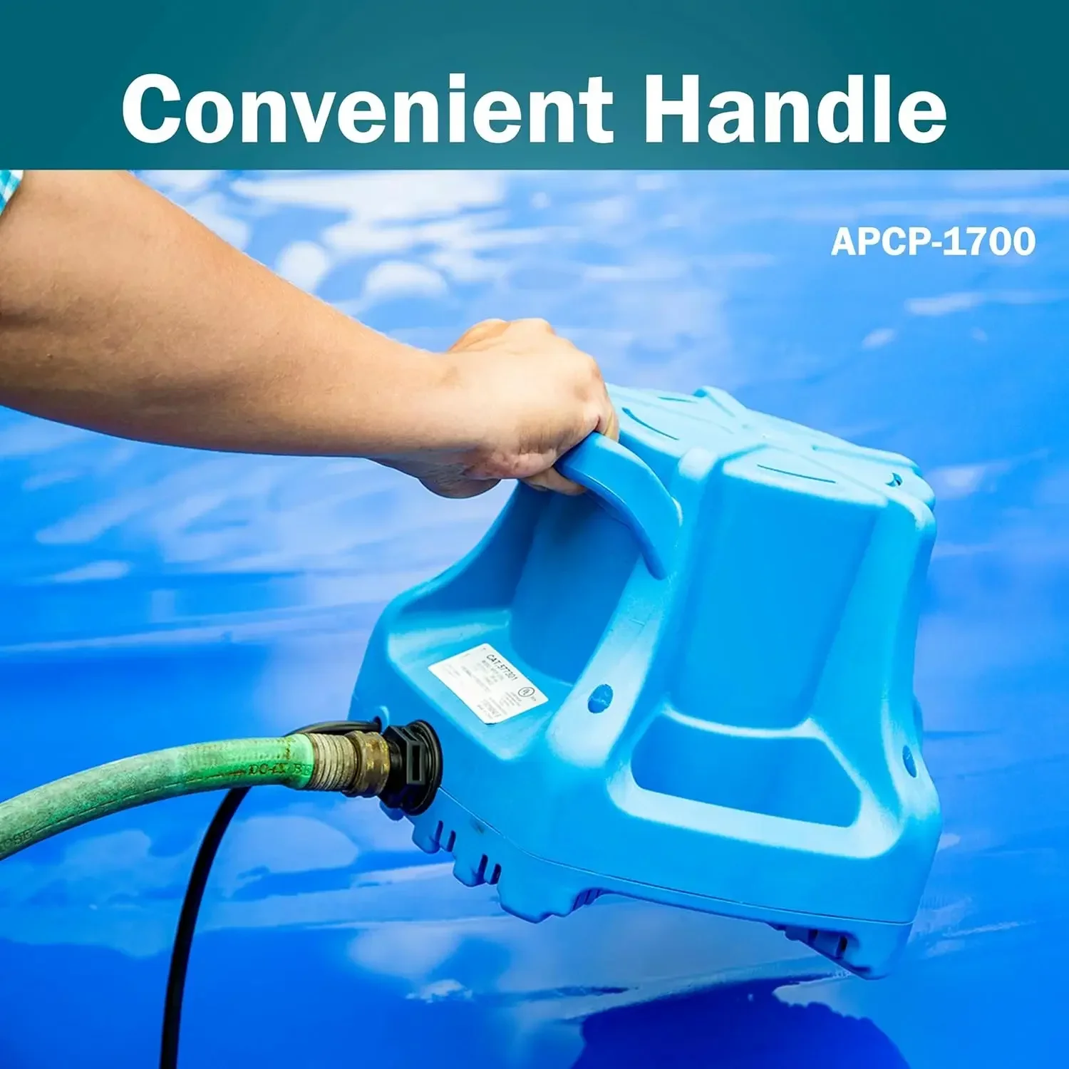 

APCP-1700 115-Volt, 1/3 HP, 1745 GPH, Automatic, Submersible, Swimming Pool Cover Pump with 25-Ft. Cord, Light Blue