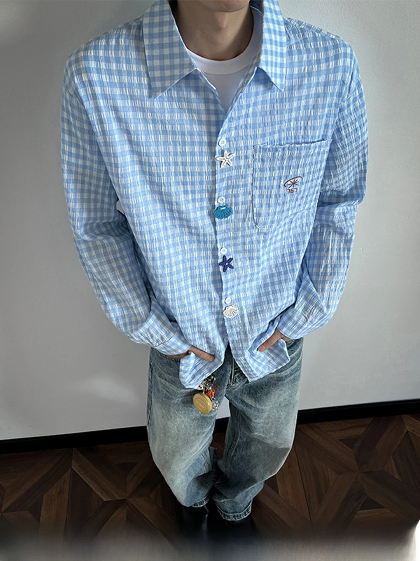 

American Sle Casual Plaid Long Sve Men's irt Loose Fit Sun Protection Faionable Brand Spring Summer 2026