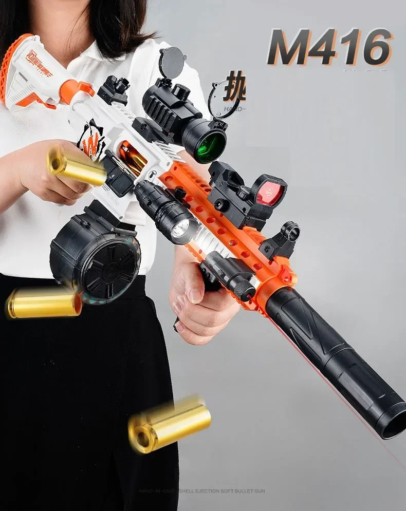 Airsoft M416おもちゃの銃,弾丸付きの銃,電気,自動狙撃銃,大人用のブラスター,男の子への誕生日プレゼント