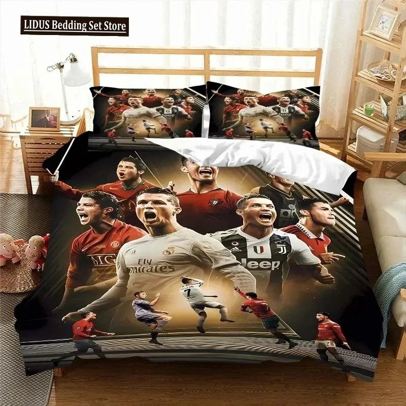 Ensemble de literie de football Star CR7 pour garçons et filles, taie d'oreiller de couverture de taie d'oreiller de football, textile de maison, mode adulte, Twin, Queen Size, athlon