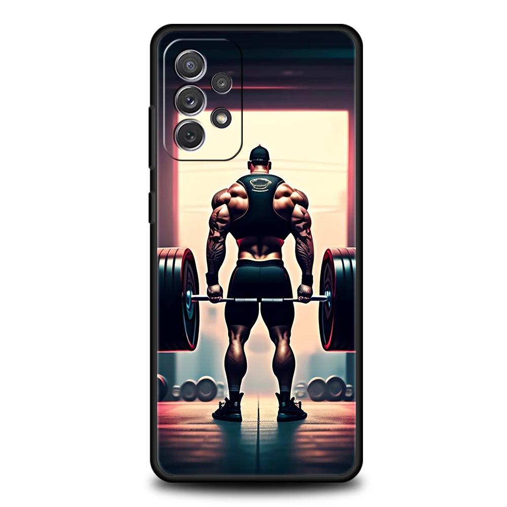 Barbell Deadlift Fitness Phone Case for Samsung Galaxy A15 A14 A25 A54 A34 A51 A71 A72 A73 A32 A52 A52S A21S A41 5G Soft Shell