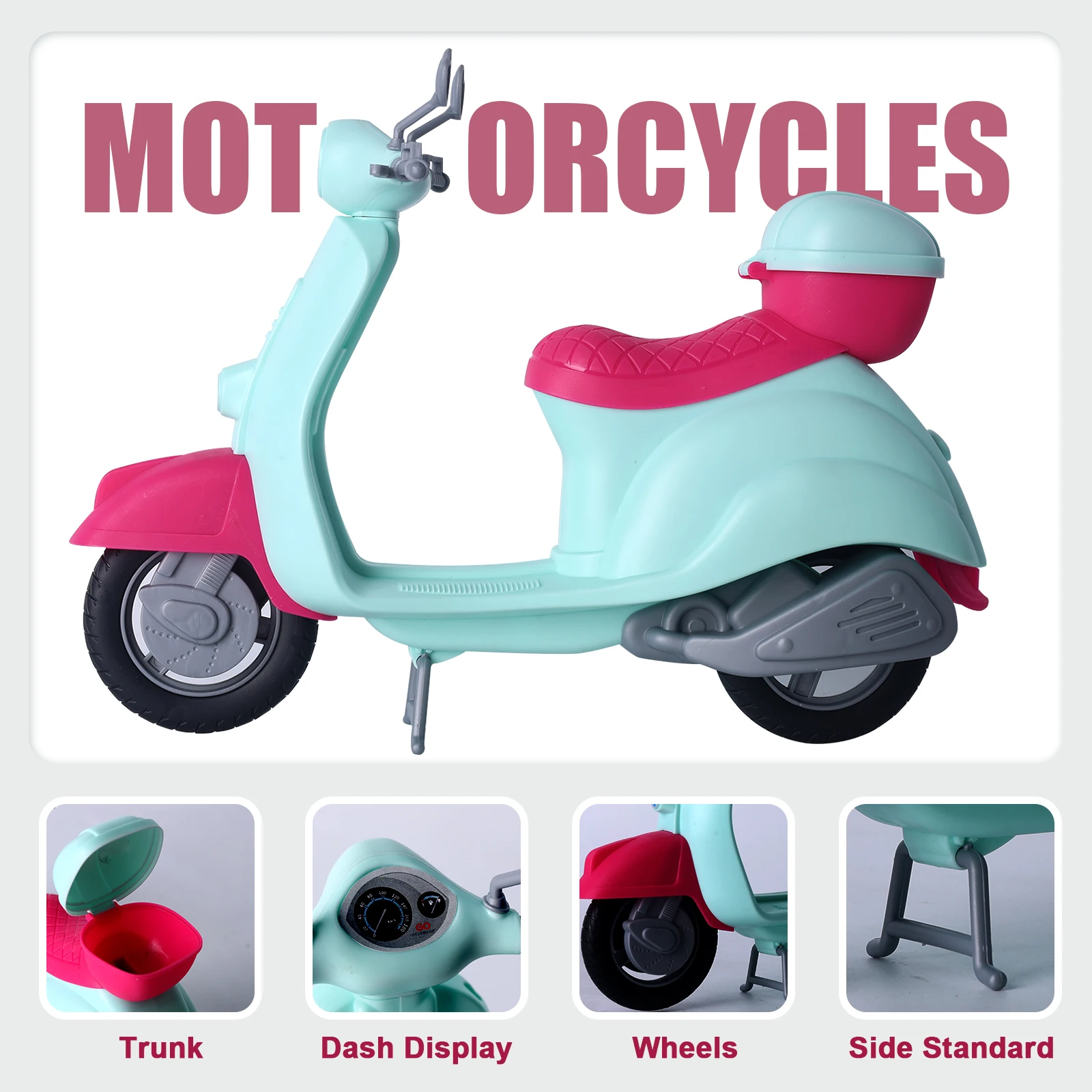 人形おもちゃの車ファッショニスタ明るいピンクのスクーター旅行プレイセットペットの子犬とテーマのアクセサリー付きリアルな詳細