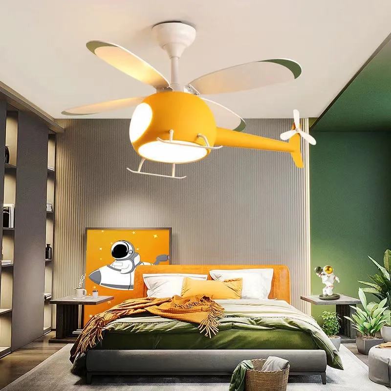 Flying Plane Led Light Airplane Ceiling Fan Light Kids Girls Boys Bedroom Ceiling Fan Helicopter Lamp Remote Control Blue Pink