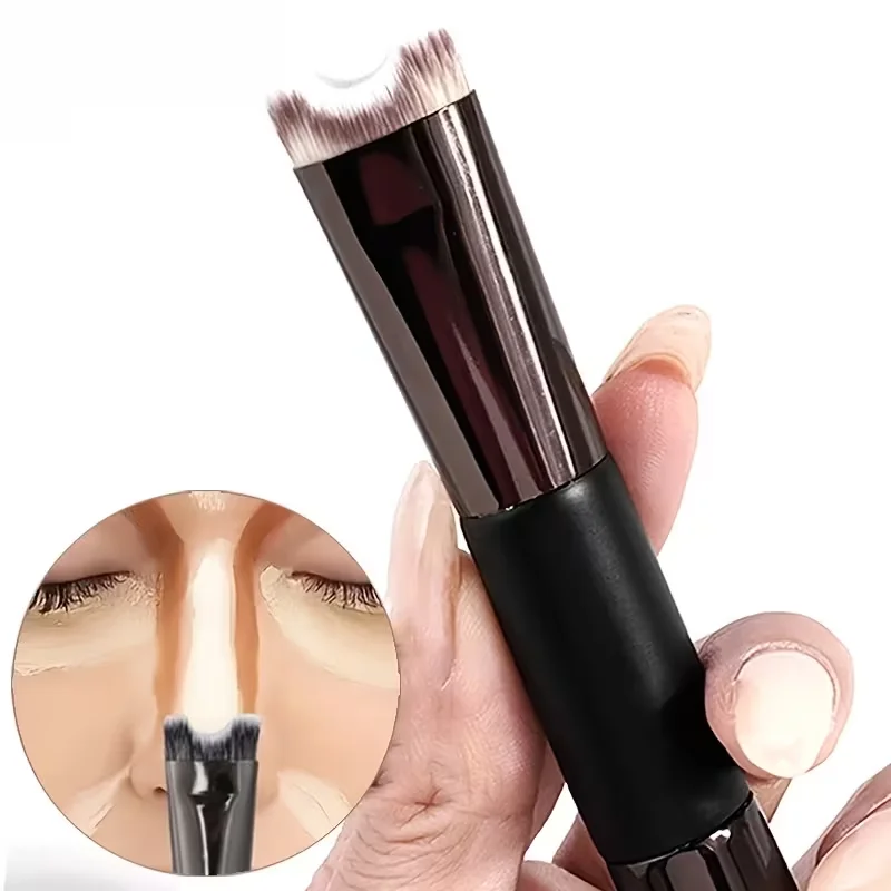 1PC Dual-Ended U-Shaped Nose Contouring Makeup Brush, Ideal for Nose Shadow & Highlight, Essential Cosmetic Tool