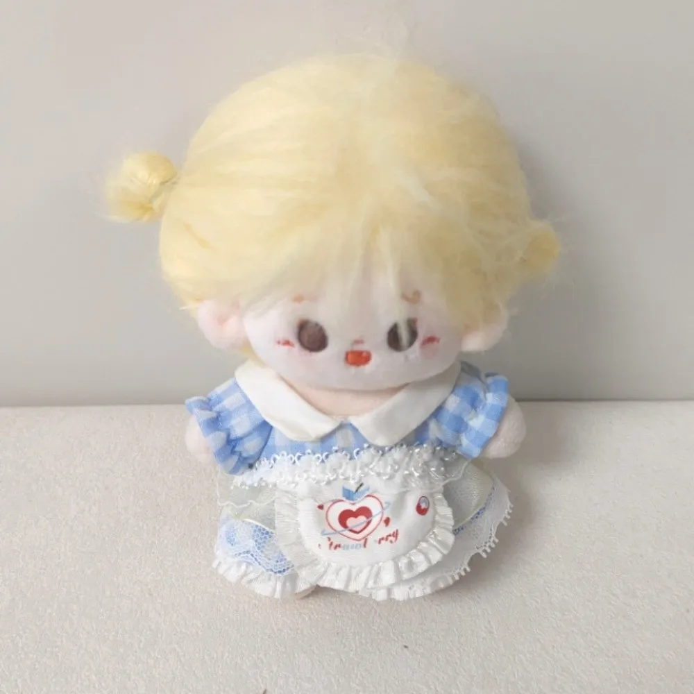 DIY Clothing Plaid Dress 10cm Cotton Clothes Cute Suit Clothes Outfit Mini with Apron Dress Up Set Accessories