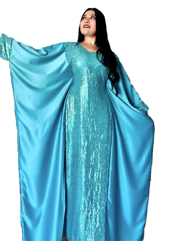 

Satin Sequined Dress for Women-Slimming & Shimmering Evening Party Essential New Abaya-Inspired Design,Perfect for African Dres