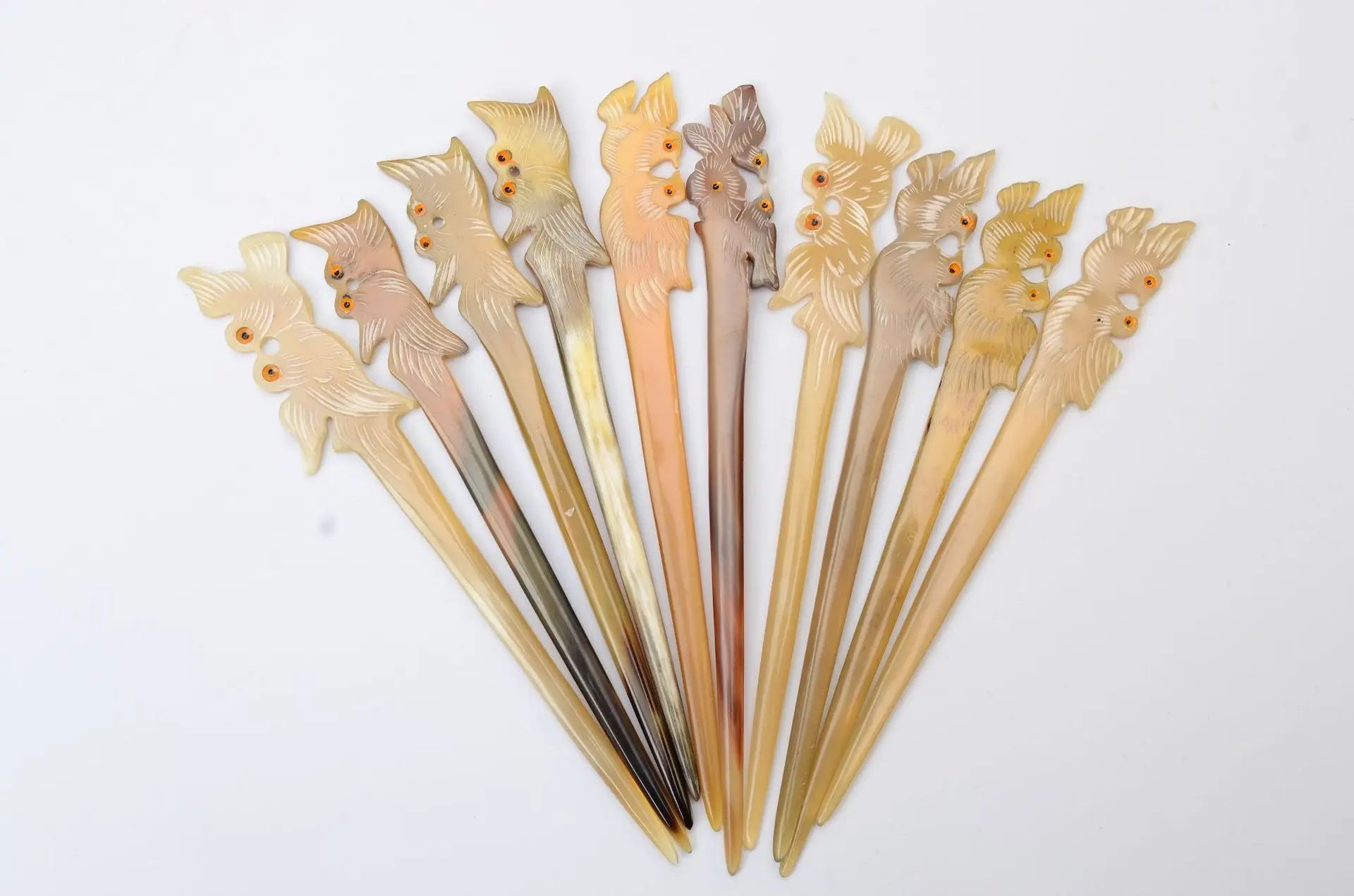 Épingles à cheveux en corne de yak naturelle, évidées, carrées, multi-styles chinois, style rétro exquis, vente en gros