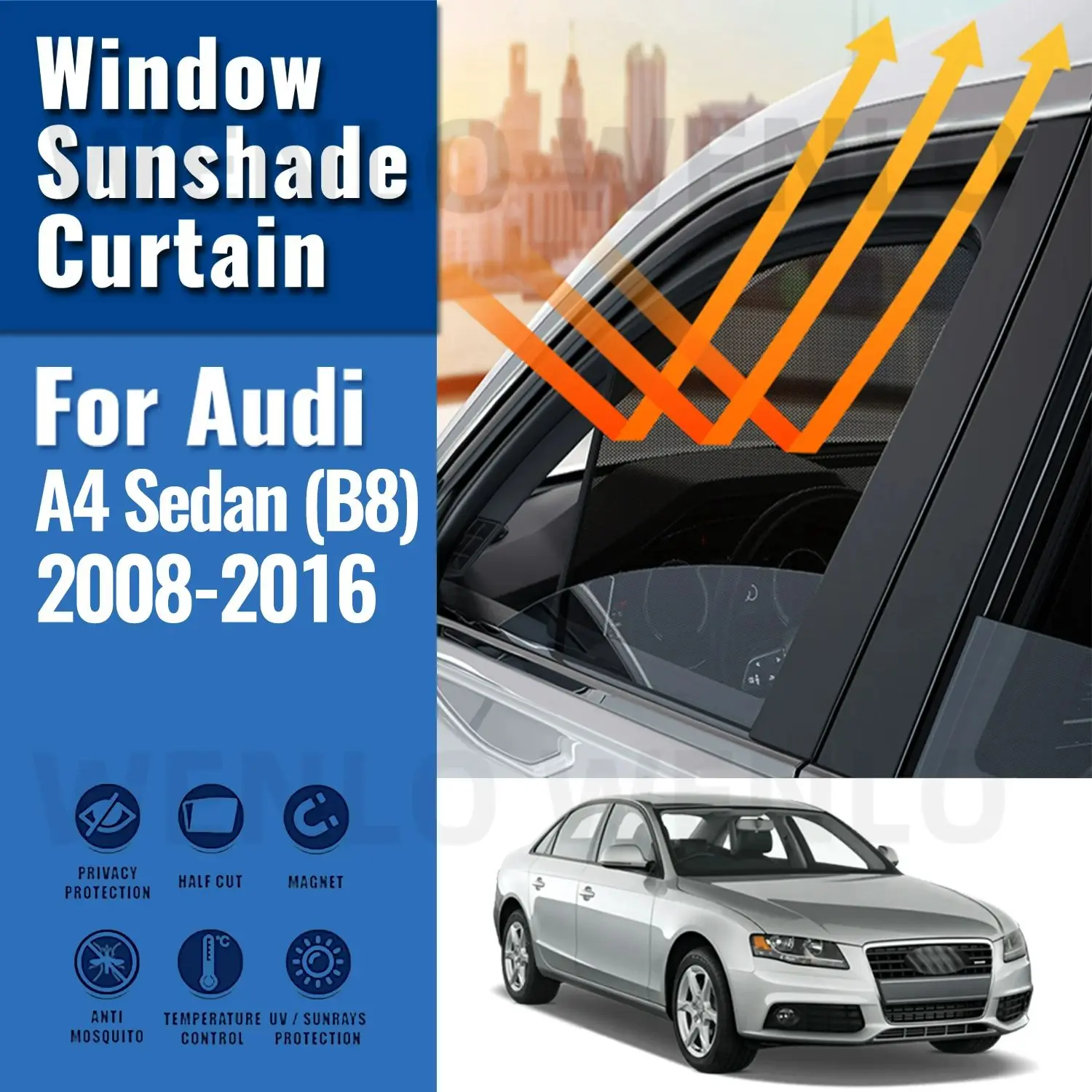 

For Audi A4 B8 Sedan 2008-2016 Car Sunshade Front Windshield Curtain Rear Side Window Sun Shade Shield