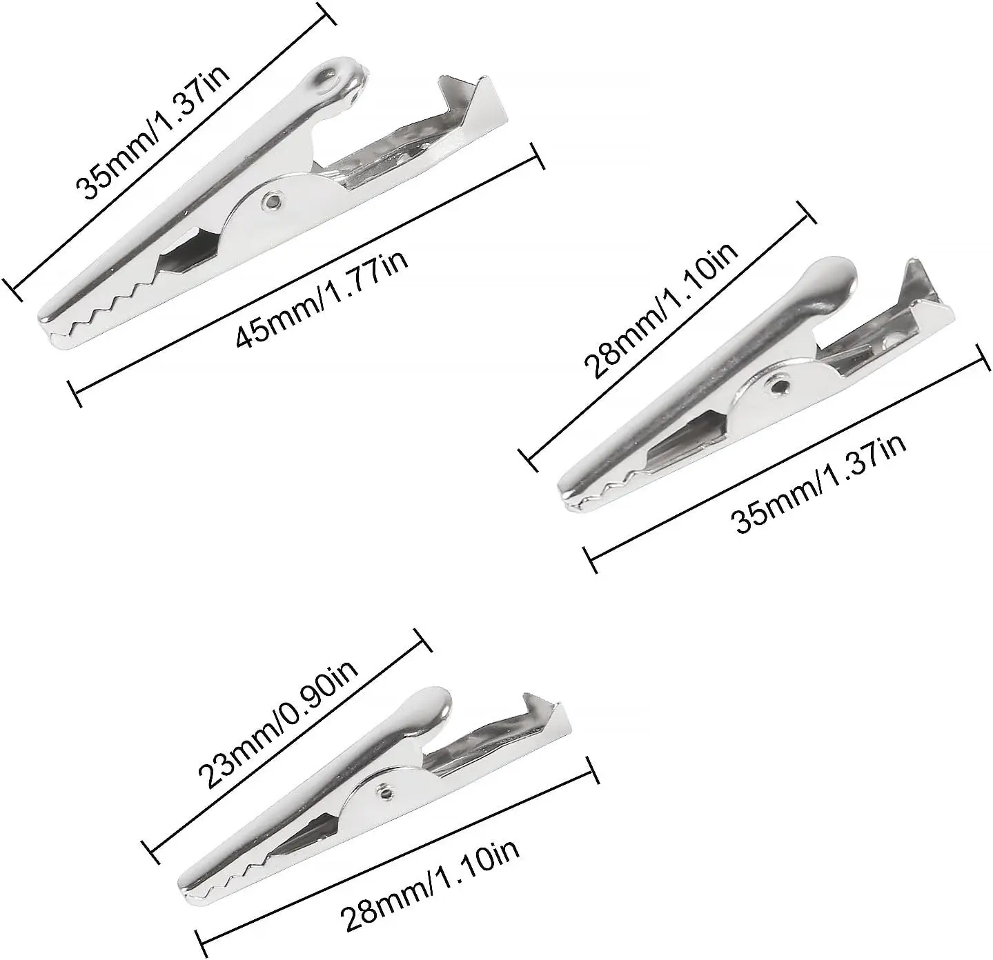 50 قطعة مقاطع التمساح الصغيرة مشبك التمساح المعدني الصغير 28 مللي متر 35 مللي متر 45 مللي متر للاختبار الكهربائي لاختبار البطارية #3