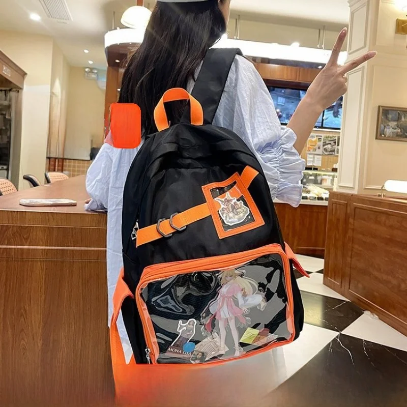 New Large Capacity Transparent School Bag Double Shoulder Backpack for Men And Women Daily Use Computer Traveling Book Bag