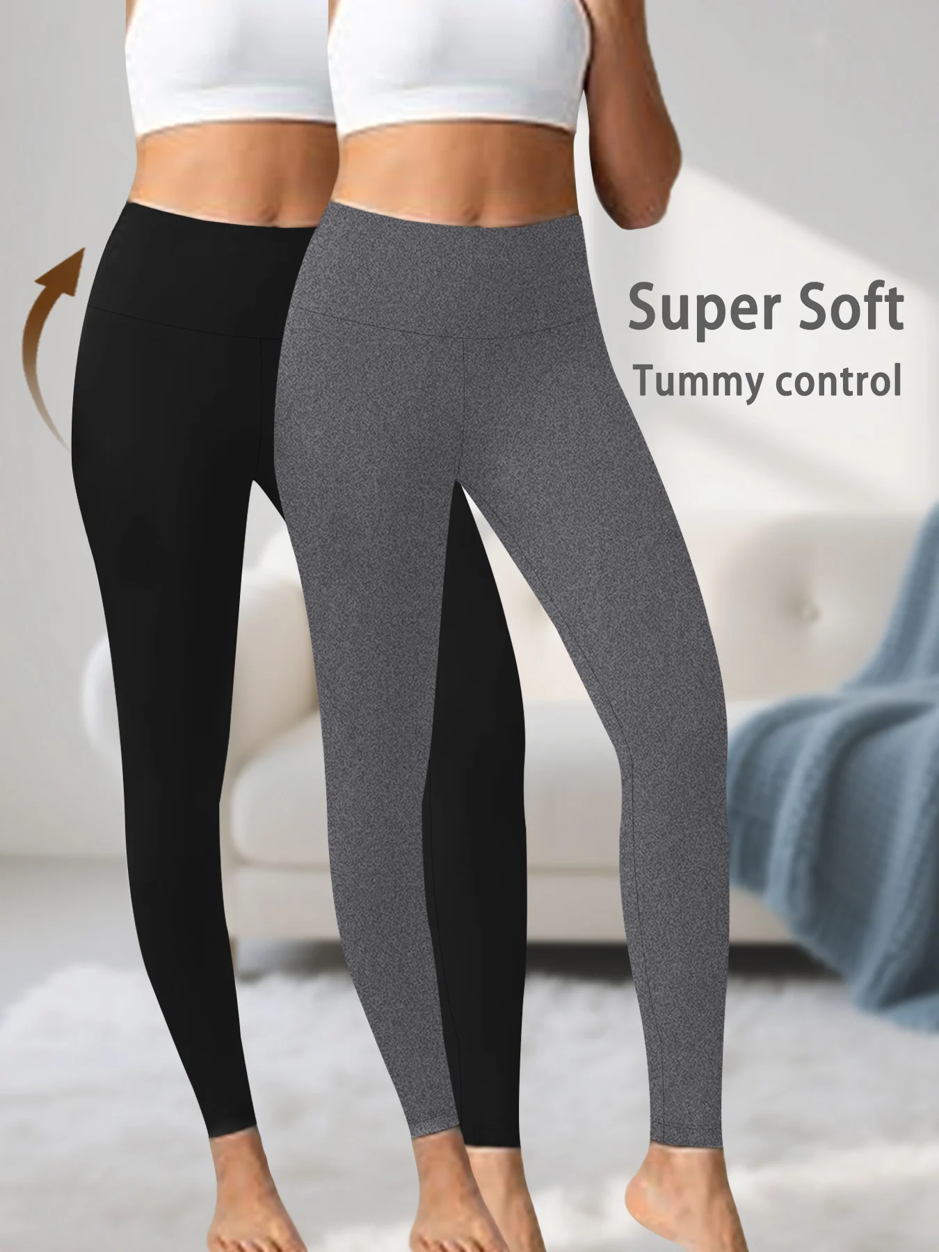 

2 Pack Women's Super Soft Leggings High Waisted Tummy Control No See Through Workout Yoga Running Athletic Push Up Gym Leggings