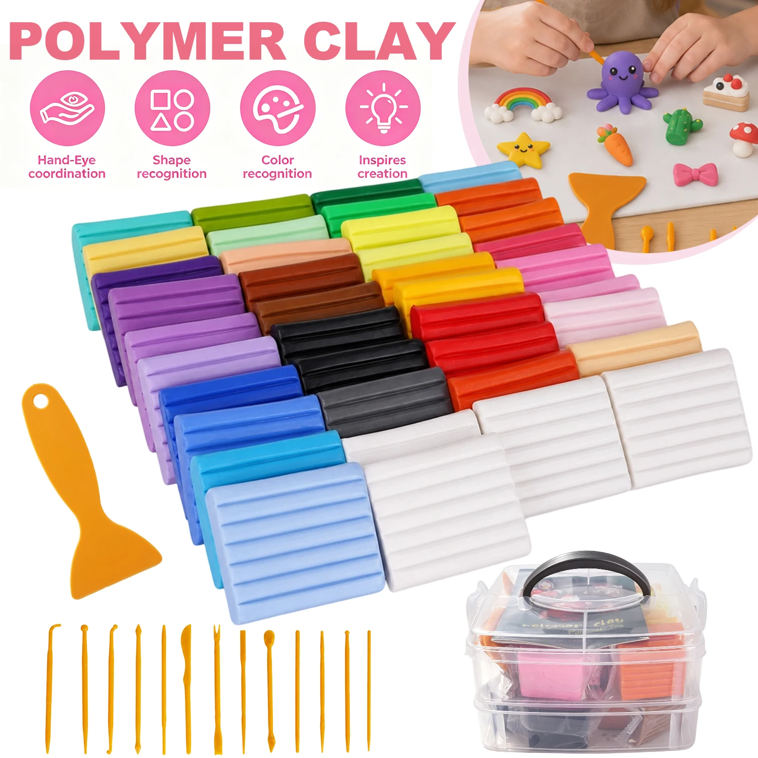 Ensemble de pâte polymère avec 39 blocs de 25g chacun, ensemble créatif DIY, choix de cadeau idéal