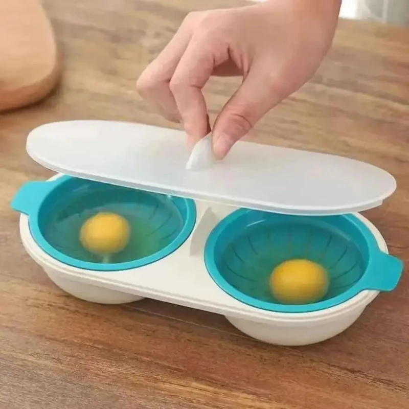 New Creative Egg Poacher Food Grade Pans Double Cup Egg Boiler Steam Microwave Oven Set Kitchen Cooking Tools kitchen tools