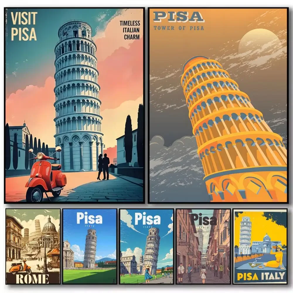 Landmark Leaning Tower of Pisa Poster High-definition  poster stickers, suitable for bedroom, living room, home decoration