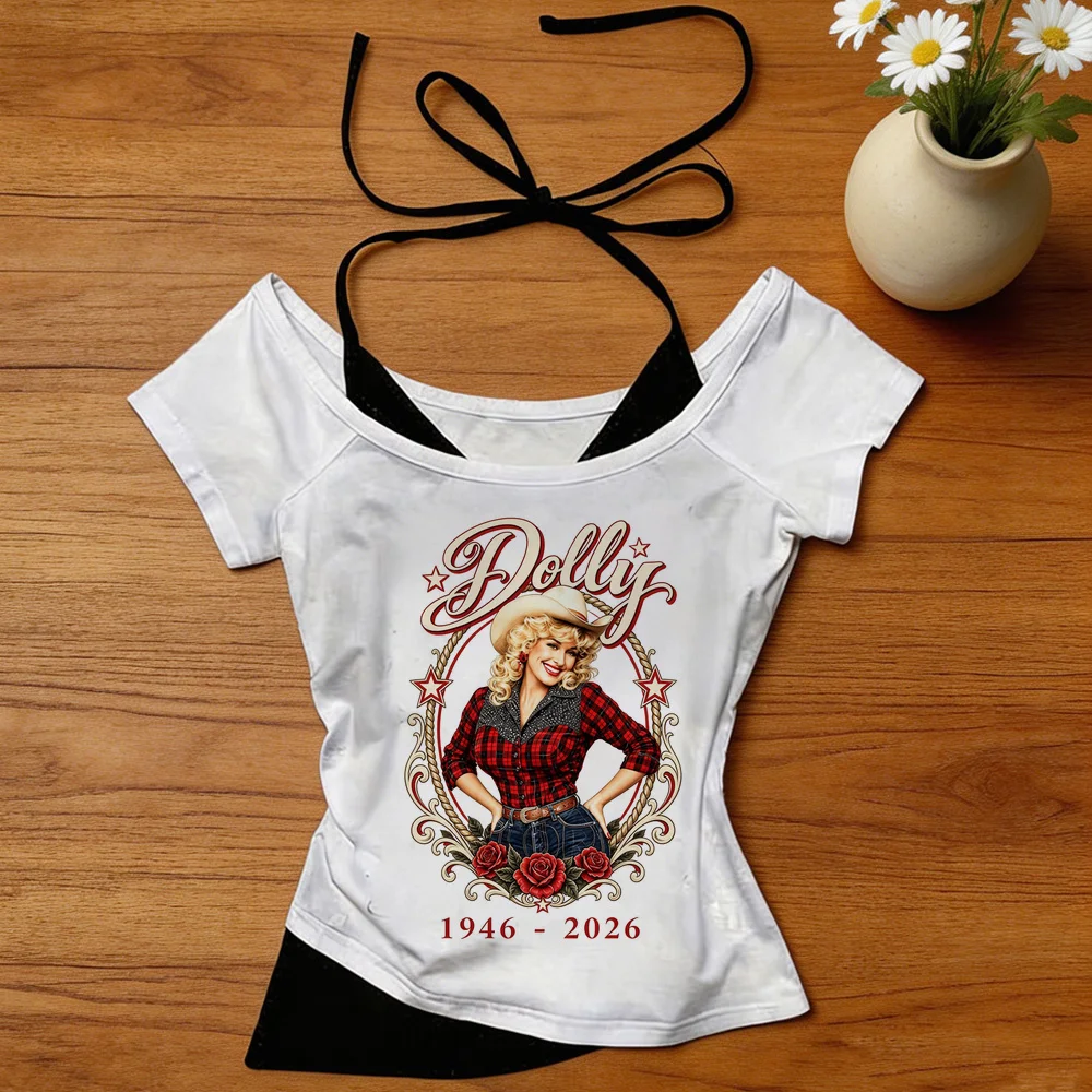 Dolly Parton crop top women meme japanese graphic gothic streetwear top tees gothic dollette grunge cute graphic