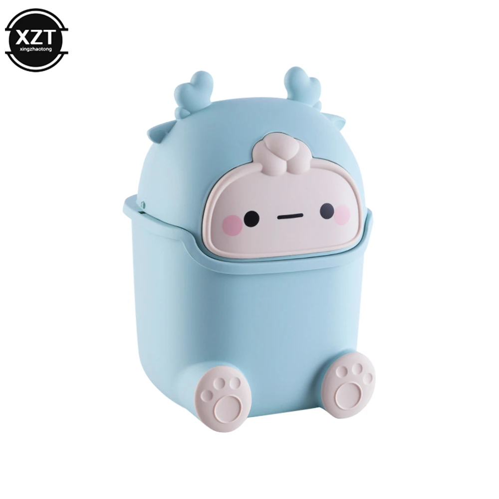 Kawaii Mini Trash Can Desktop Garbage Bin Home Office Rubbish Bin Cartoon Cute Waste Dustbin Household Kids Room Decoration