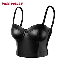 Women Leather Corset Bustiers Lingerie Crop Top Gothic Bra Push Up Sexy Slimming Waist Grinder Corset Party Short Club Camis 6XL