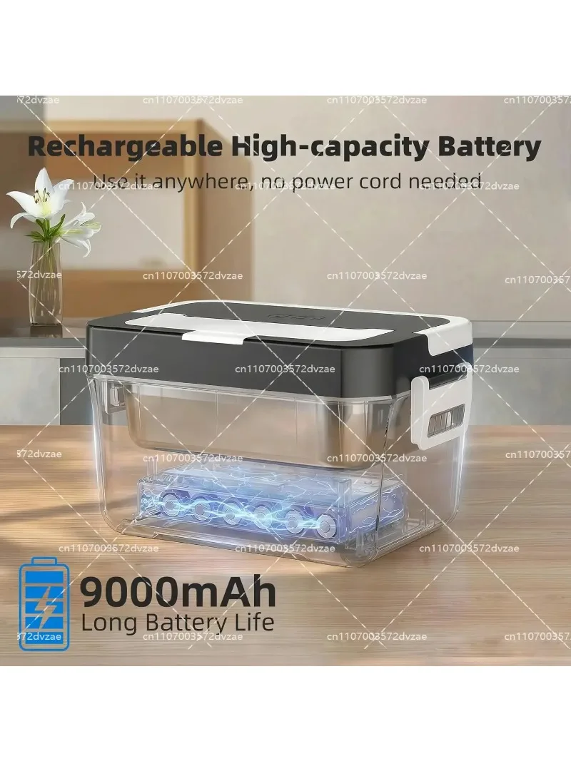 Portable Cordless Heated Lunch Box 1.2L, Battery-Powered with App Control for Office & Travel