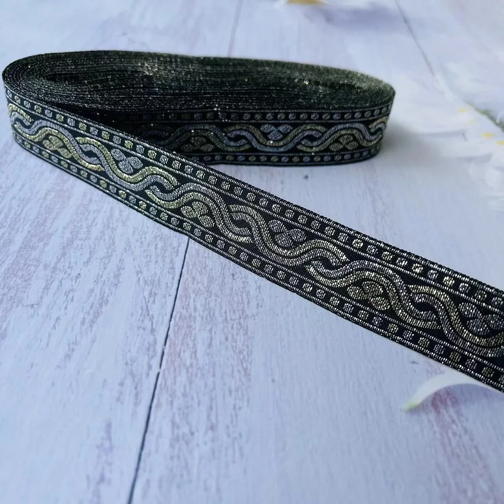 10yards/lots Woven Jacquard Ribbon Ethnic lace 2.5 cm Geometric figure pattern Garment accessories LS-9443