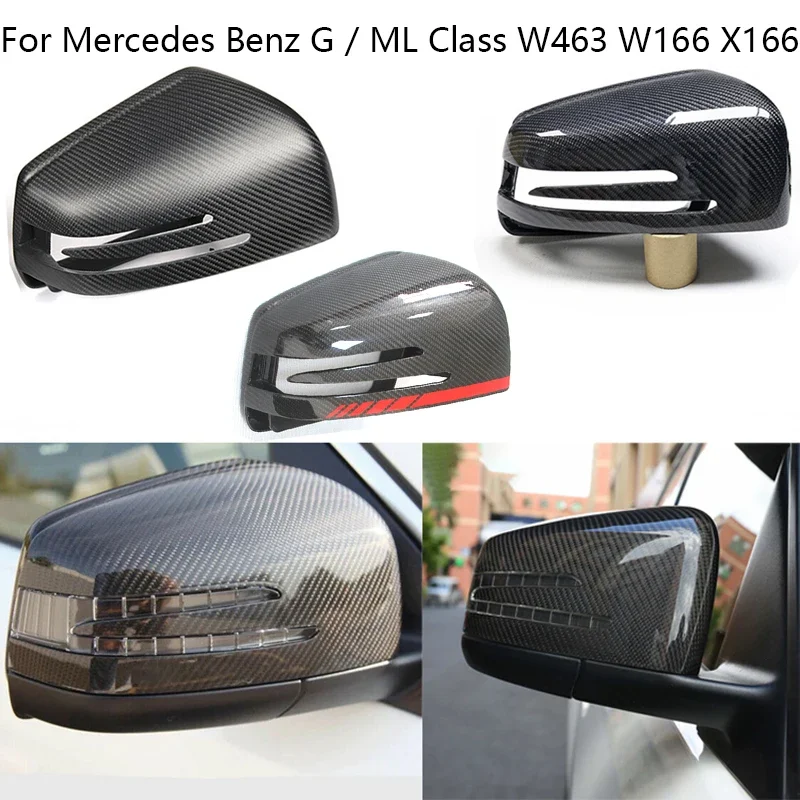 For Mercedes Benz G / ML Class W463 W166 X166 GLE GLS G500 G63 Carbon Fiber Car Exterior Side Rearview Mirror Covers Caps