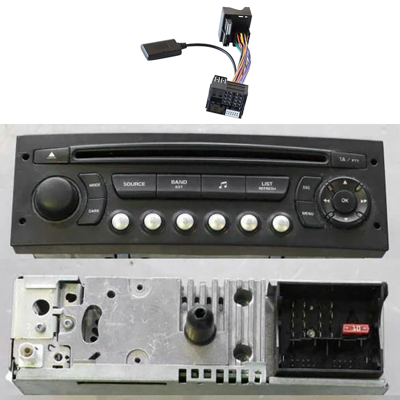 Imagem -02 - Adaptador de Áudio do Carro para Peugeot Citroen c2 c5 Rd45 Rd4 Módulo de Rádio Cabo Aux Receptor Bluetooth 5.0 Cabo Aux