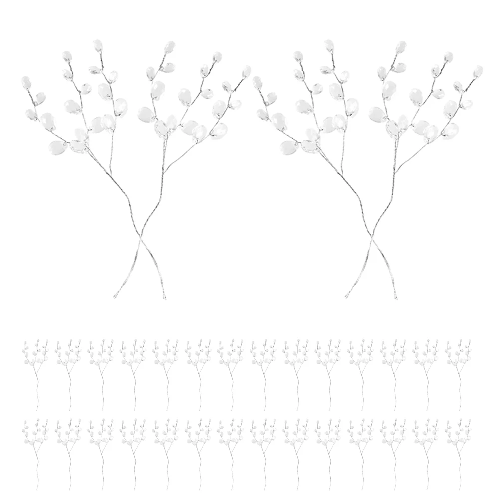 

100pcs White Acrylic Bead Artificial Flowers Bouquet Fake Bunch for DIY Wedding Home Office Party Decorations Centerpieces