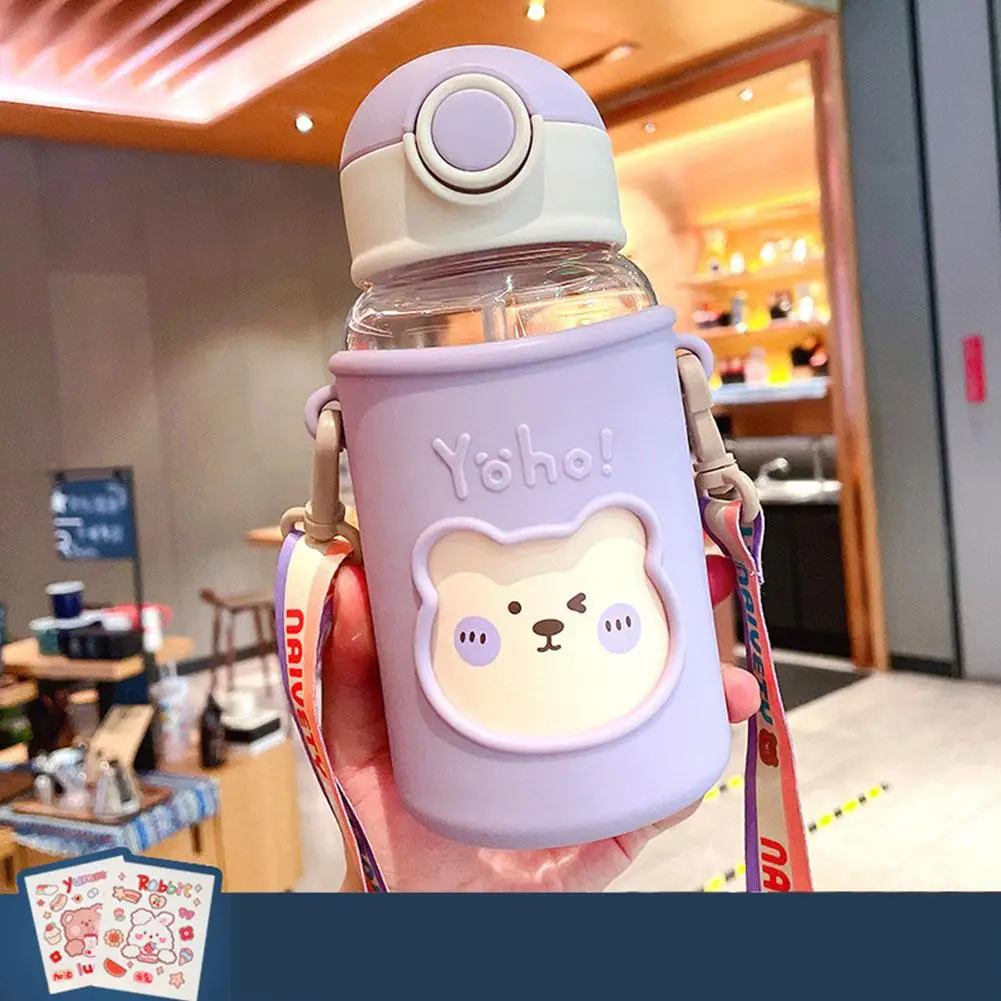 Kids Water Sippy Cup With Straw Bear Leakproof Water Capacity Drink Cup Bottle Lovely Portable Outdoor Bottles High M2m6