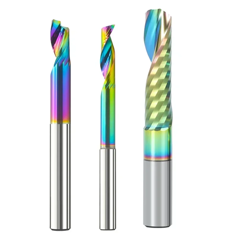 1pc 3.175 4 6 8mm CNC Single Flute Solid Tungsten Carbide Alloy End Mill, DLC Coating Milling Cutter for Aluminium