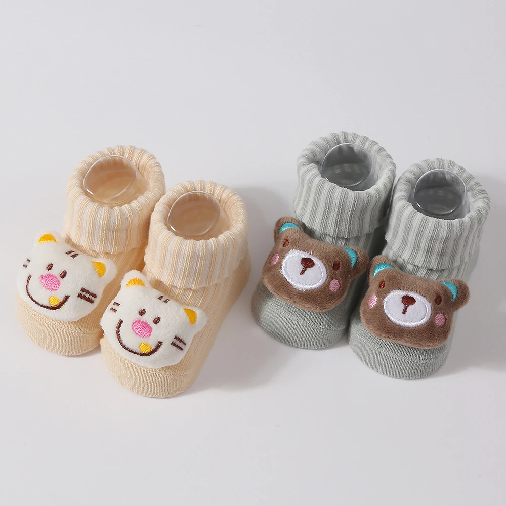 

10 пар повседневных коротких эластичных носков до середины икры с милым медвежонком, детские носки, носки для мальчиков, носки для девочек, носки для новорожденных 0-6 месяцев