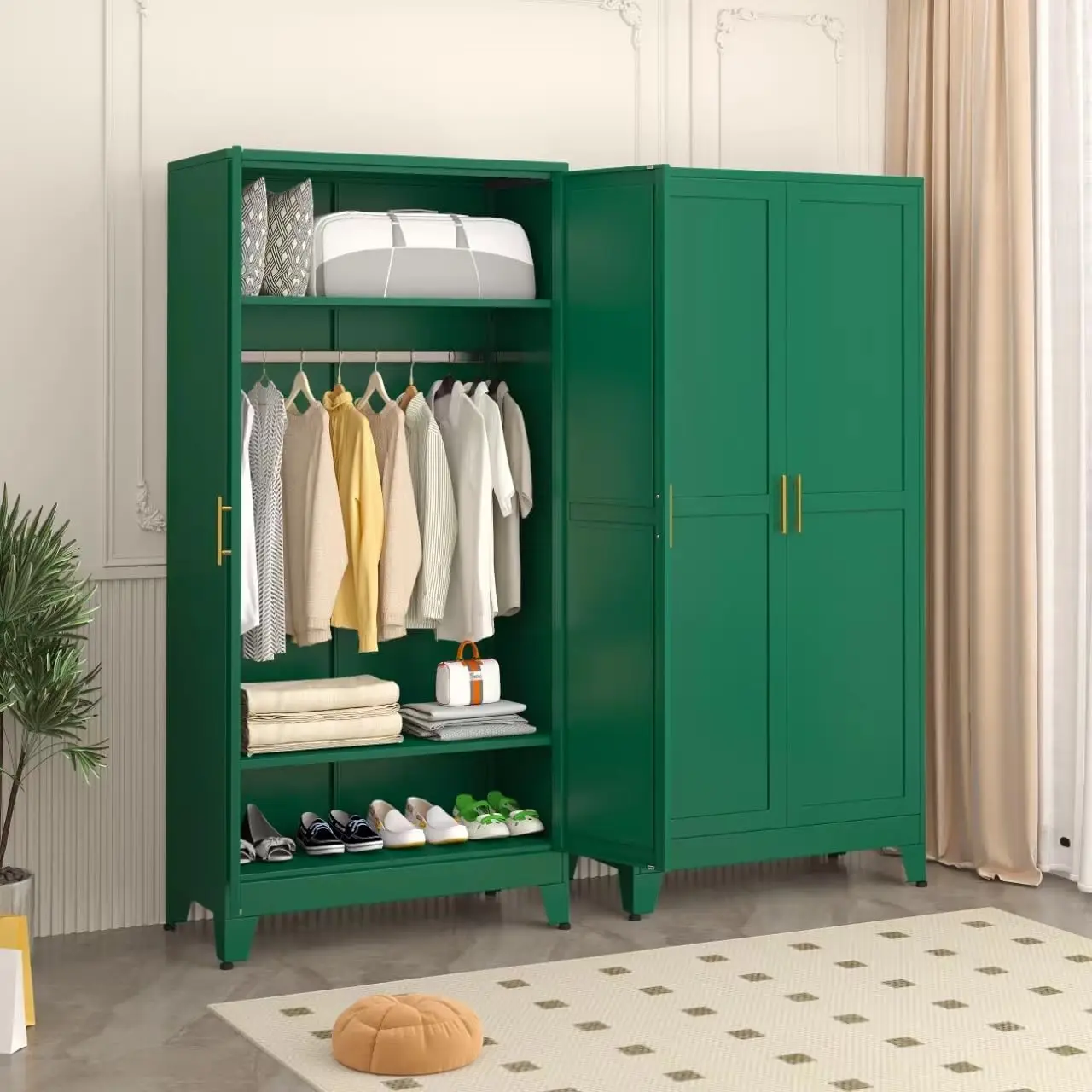 نظام فتح الأثاث المحمولة خزانة الملابس أبواب خزانة الملابس منظم للملابس 2 باب خزانة الملابس لغرفة النوم #6